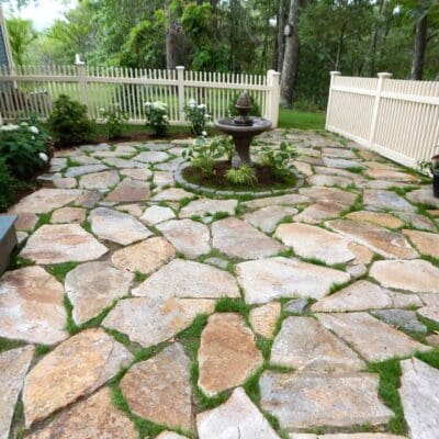 Residential Fountain & Patio & Plantings